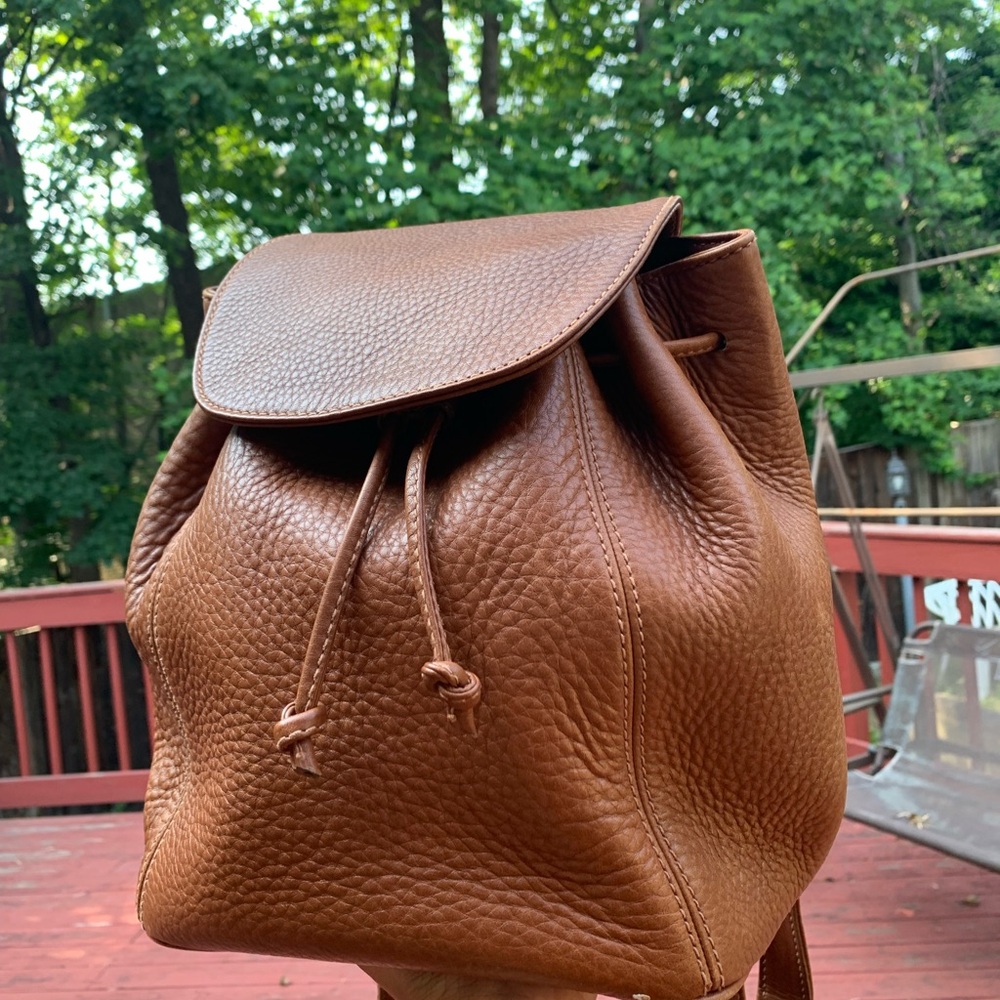 Vintage Coach Small Backpack Natural Grain (4911) in Saddle Brown